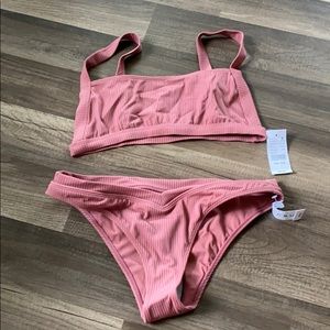Ribbed blush rose bikini